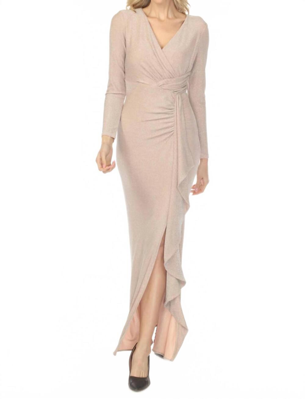 NEW JOSEPH RIBKOFF shimmery trumpet evening dress in rose